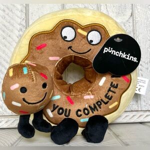 Punchkins Donut And Donut Hole Plush Pair “You Complete Me” Punny Slogan NWT